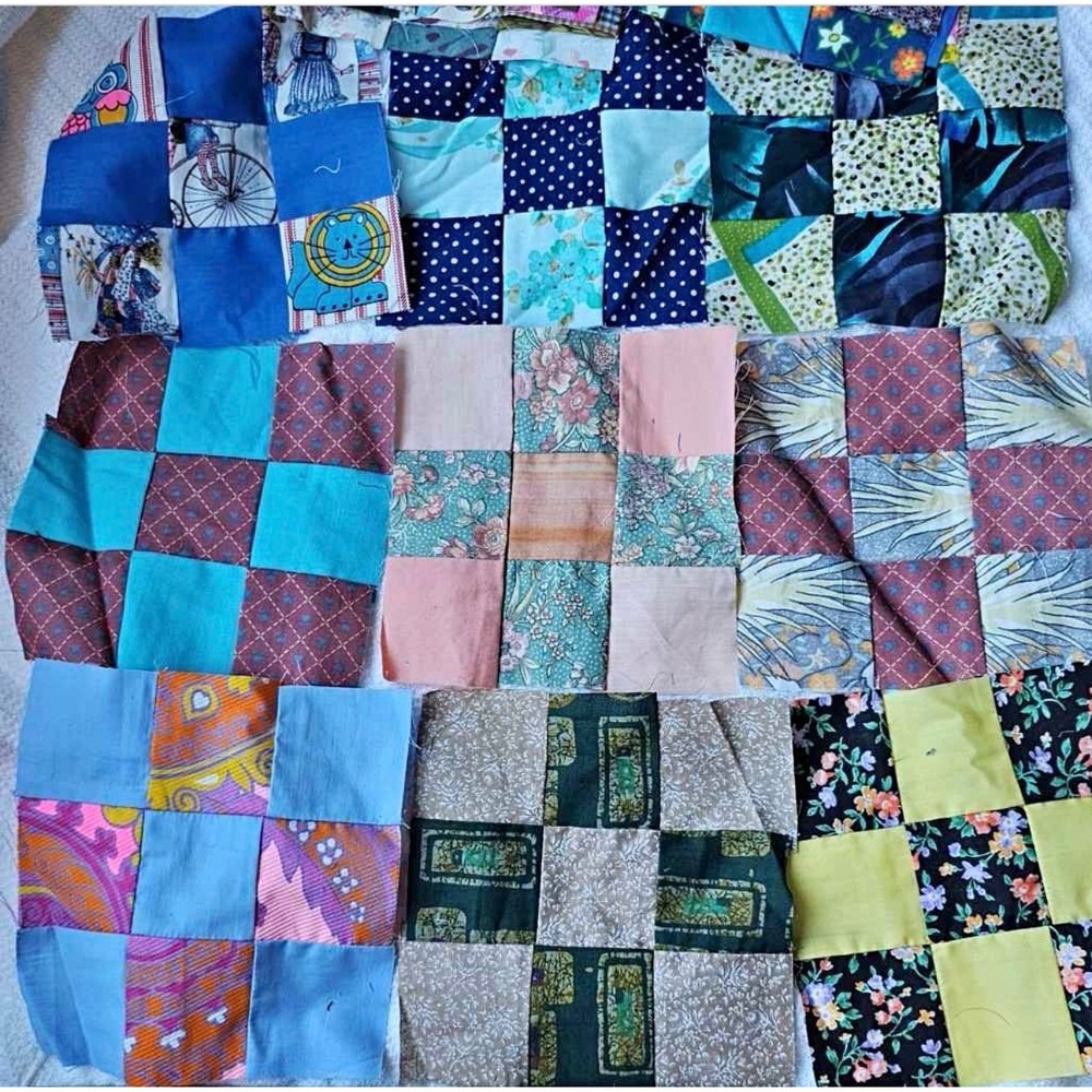 0.3 Nine Patch Quilt Block 5.5-6" Handmade RANDOM PULL OF 1